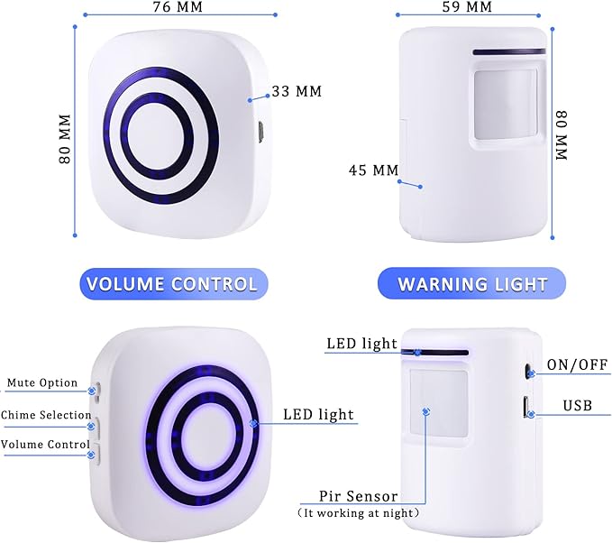 Motion Sensor Alarm, Wireless Driveway Alarm Indoor Home Security Business