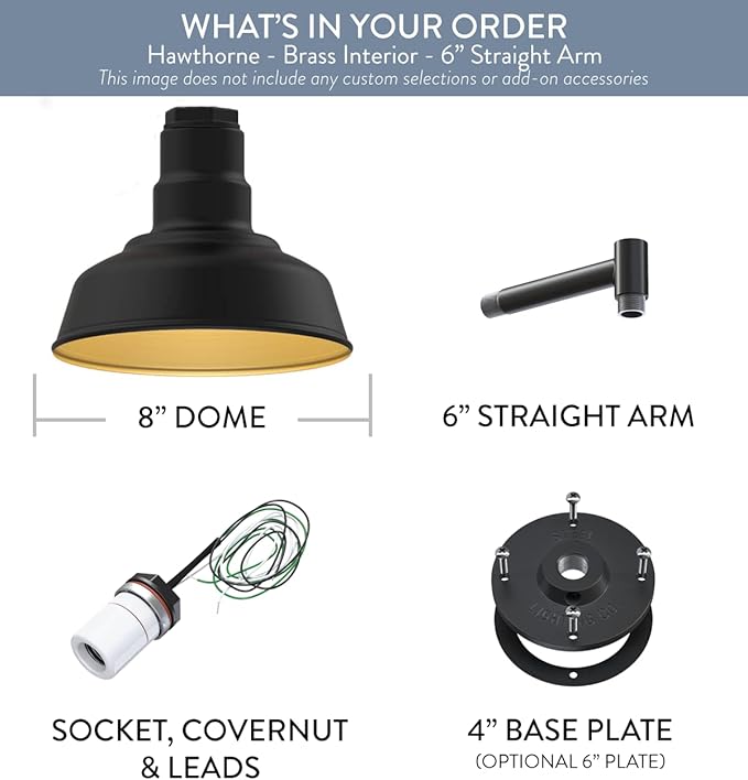 Steel Lighting Co. Hawthorne Barn Light | Outdoor Wall Mounted | 8 inch Dome |