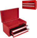 KITLUCK Mini Metal Tool Box, 2-Drawer Top Chest with Ball Bearing Slides, PVC Linerst, Durable Cold Rolled Steel Small Tool Organizer for DIY Home Office Multi-Purpose Storage,Red