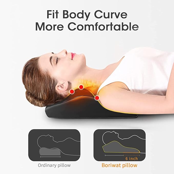 Boriwat Back Massager with Heat, 3D Kneading Massage Pillow