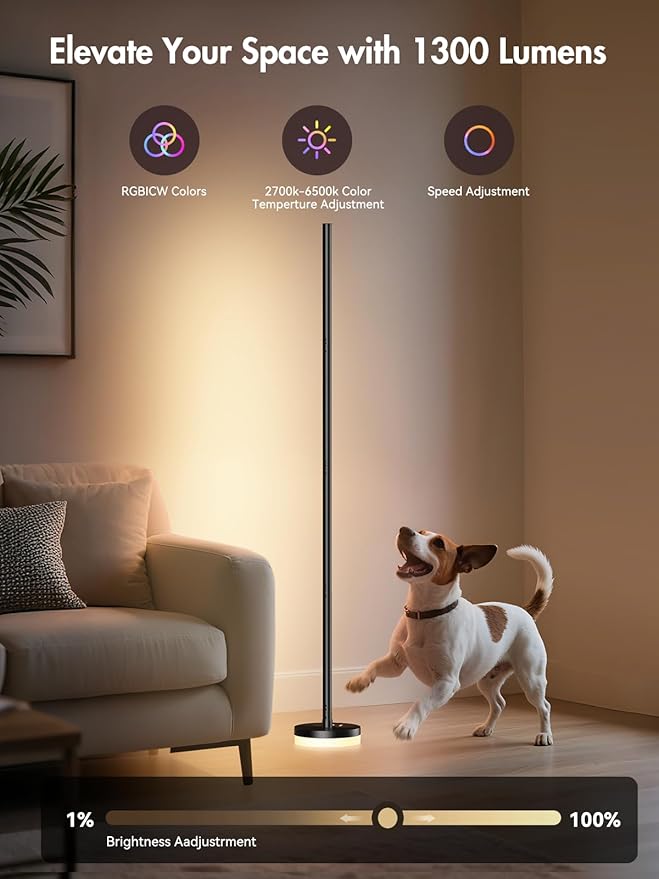 OIYN Corner Floor Lamp 2 Pack, RGBICW LED Corner Lamp