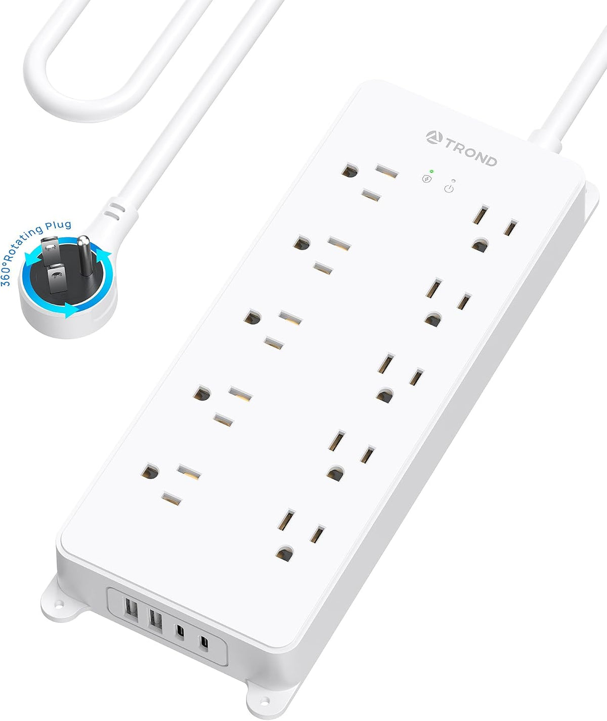 TROND 360° Rotating Plug Power Strip 10ft, Surge Protector
