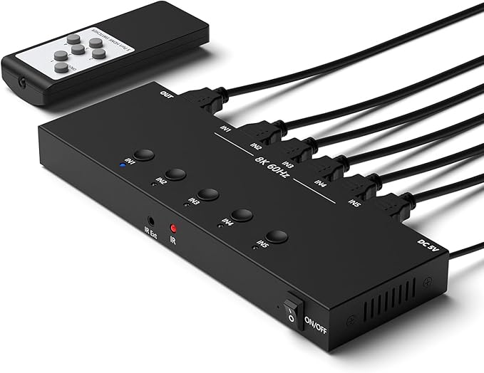 RuiPuo 5Port HDMI Switcher 8K@60Hz 5In 1Out HDMI Selector