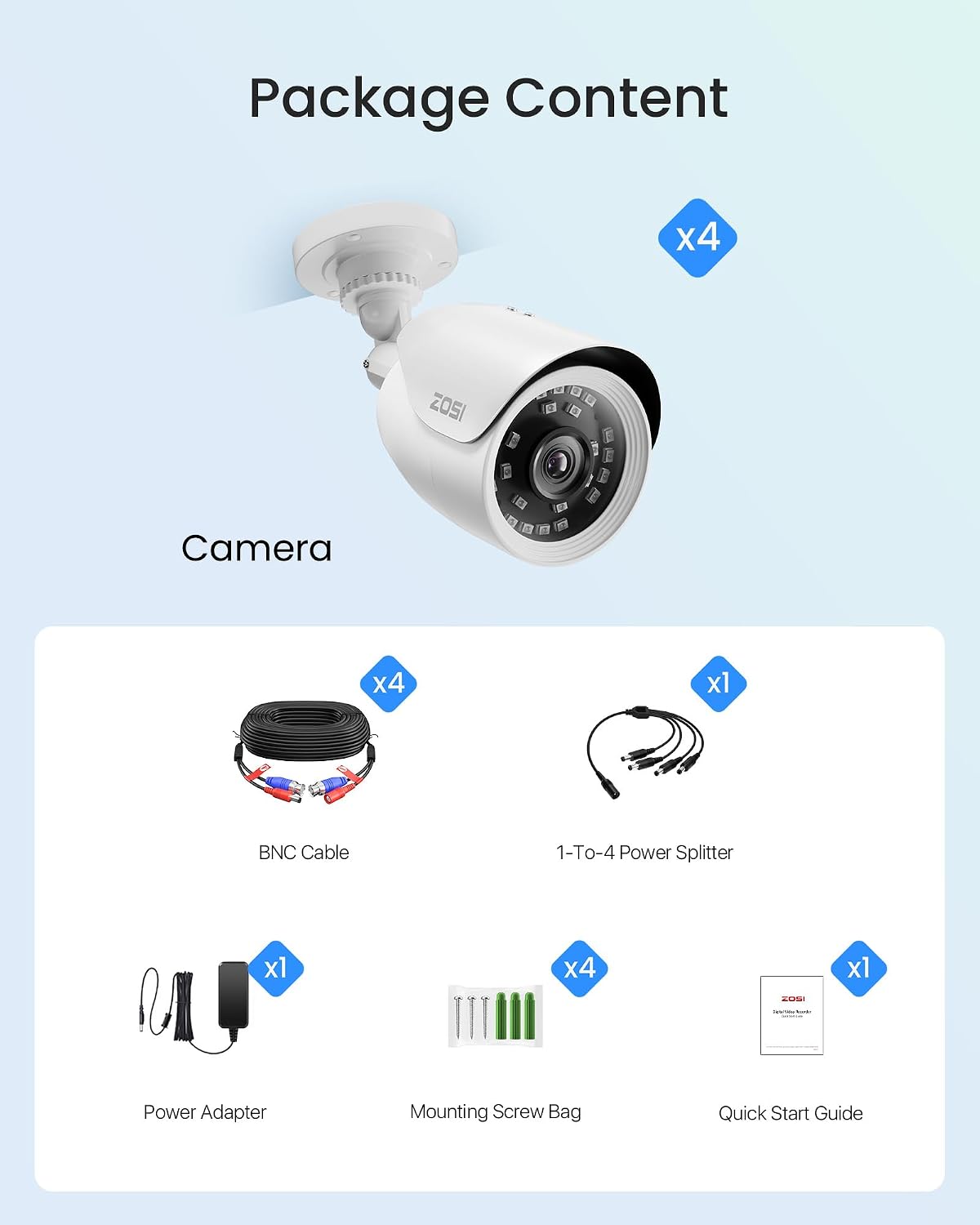 zosi 4 pack hd-tvi 1920tvi 1080p security camera, view 9