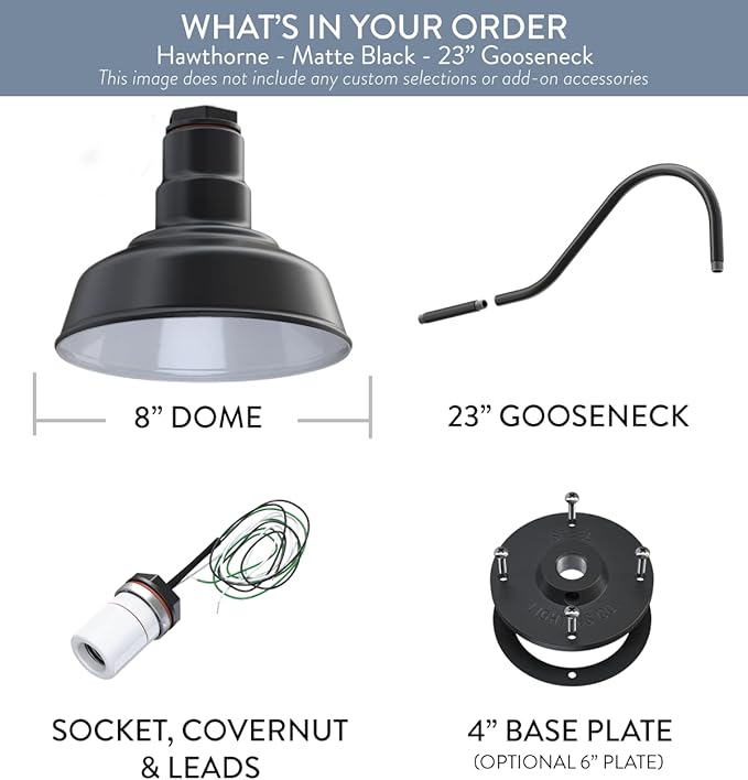 Steel Lighting Co. Hawthorne Barn Light | Outdoor Wall Mounted | 8 inch Dome |