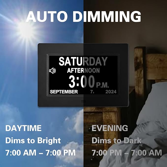 JALL 【2024 New】 Digital Calendar Dementia Day Clock, 7 Inch Large Screen Display