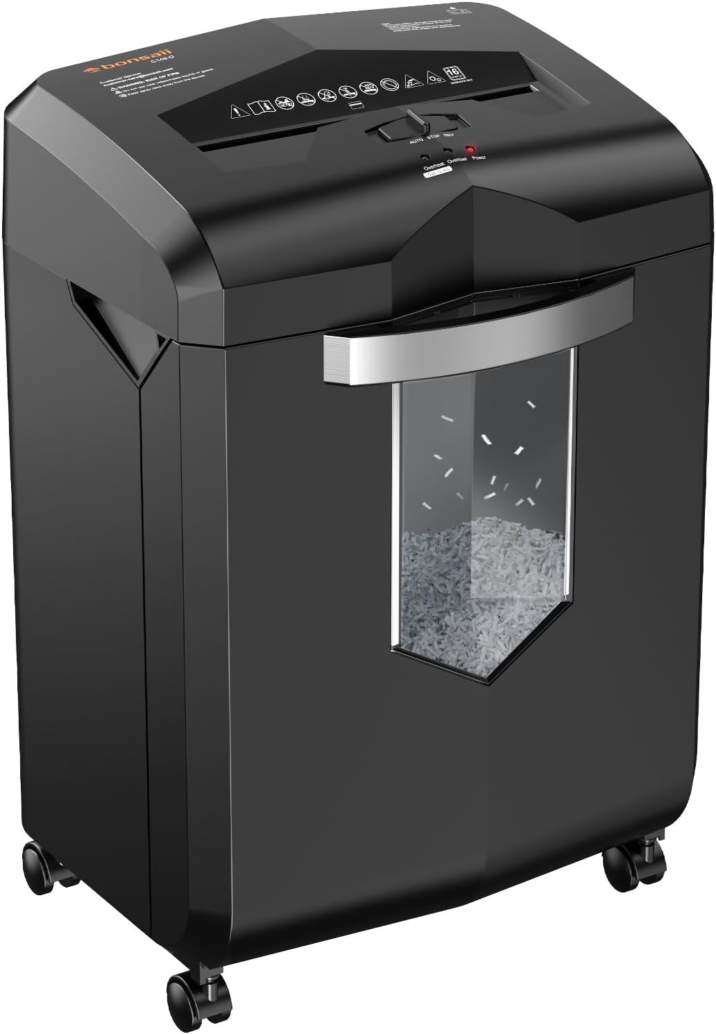 Bonsaii 16-Sheet Microcut Paper Shredder, 60-Minute Home Office Heavy Duty