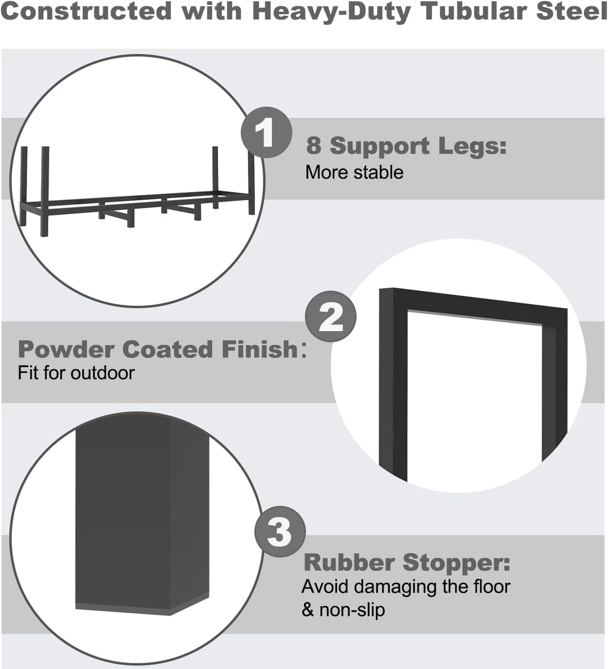 4ft outdoor firewood rack log holder for fire, close-up detail