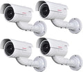 VideoSecu 4 Pack Dummy Bullet Security Cameras Fake CCTV Surveillance Imitation IR Infrared LEDs with Flashing Light DMYIRV2 MDC