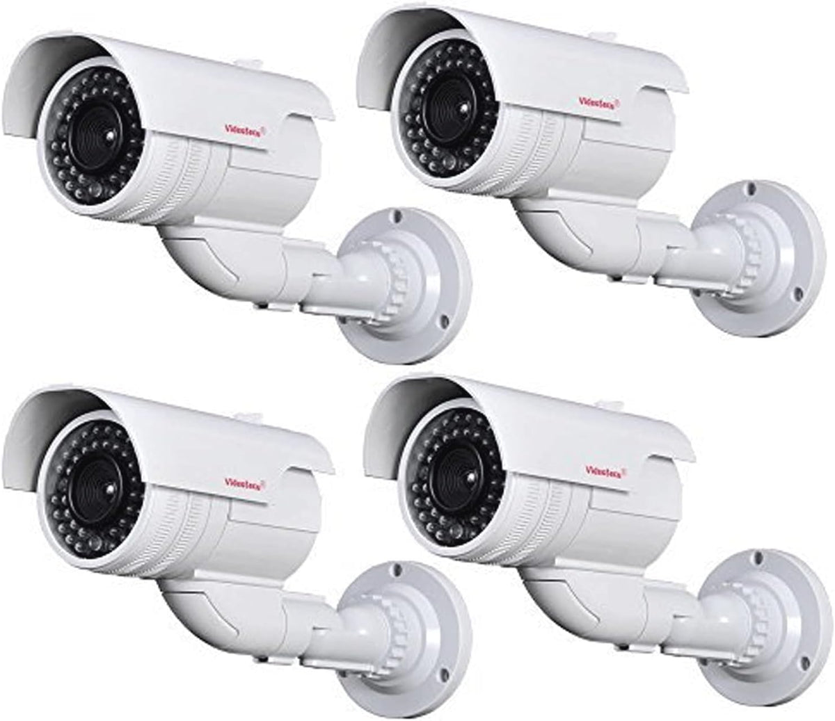 VideoSecu 4 Pack Dummy Bullet Security Cameras Fake CCTV Surveillance Imitation IR Infrared LEDs with Flashing Light DMYIRV2 MDC
