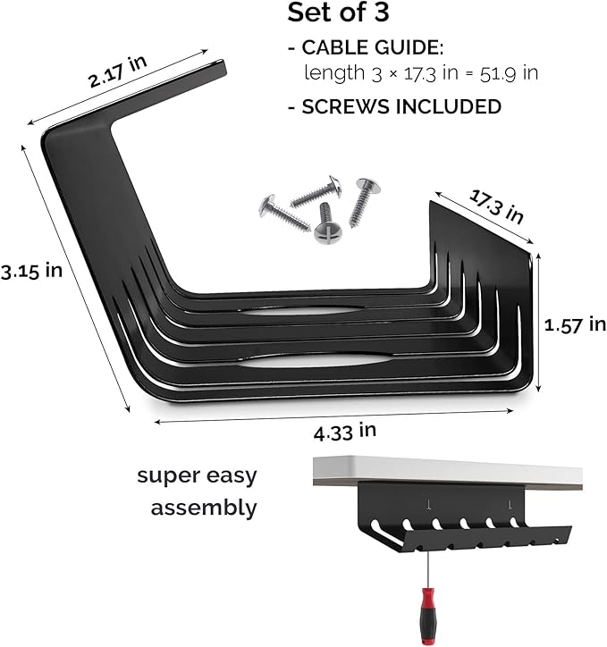 PAMO Cable Management Under Desk (Set of 3)