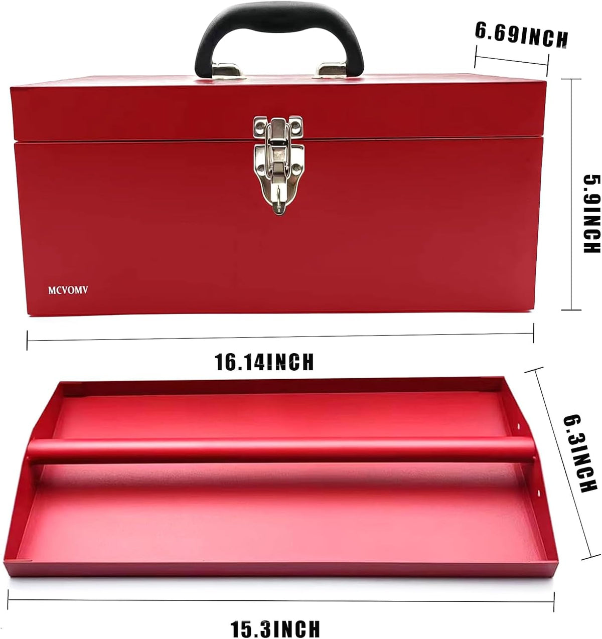 16" portable metal toolbox large tool box 18-gauge, package contents