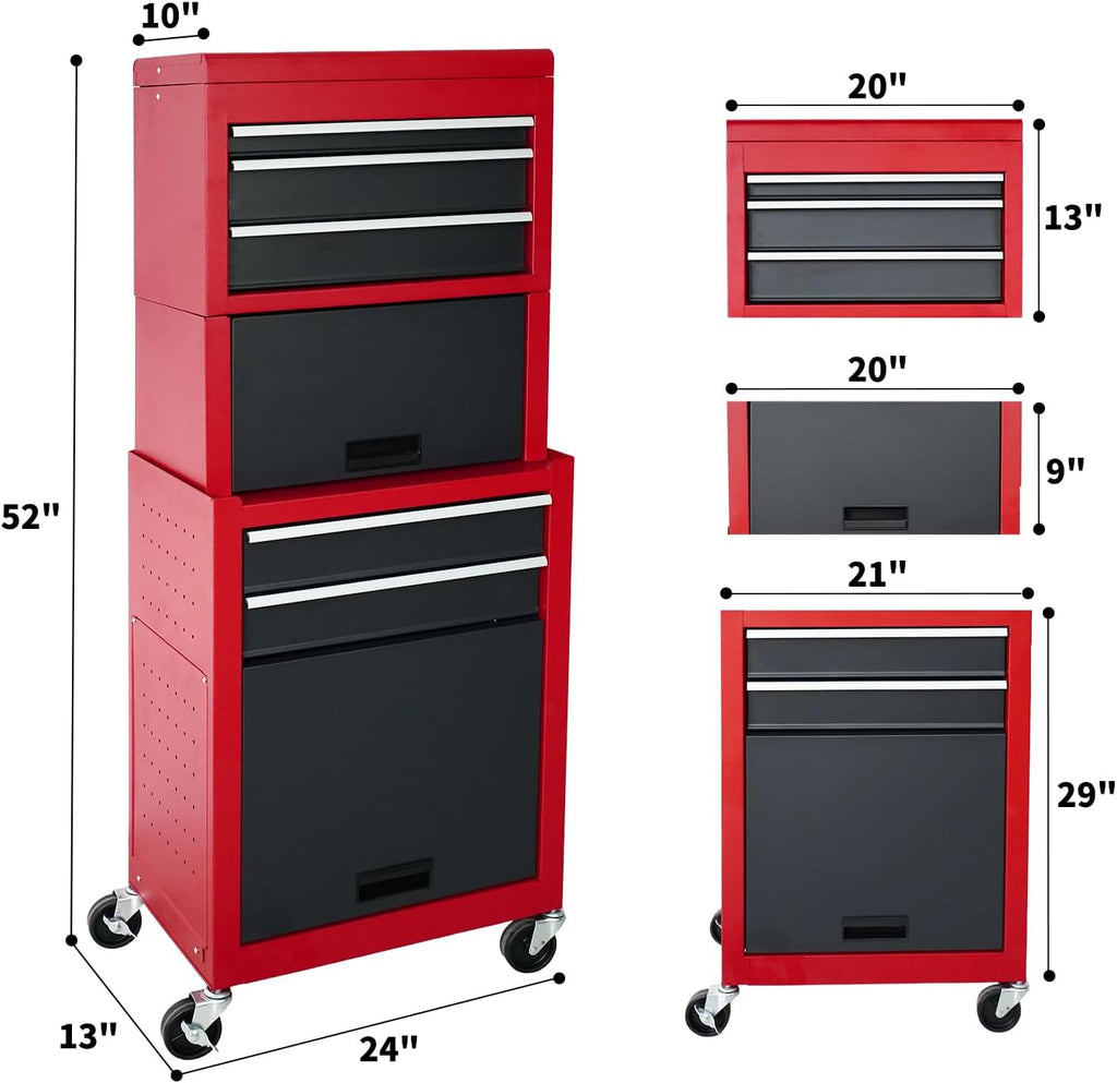 5-drawer rolling tool chest, high capacity metal tool, close-up detail