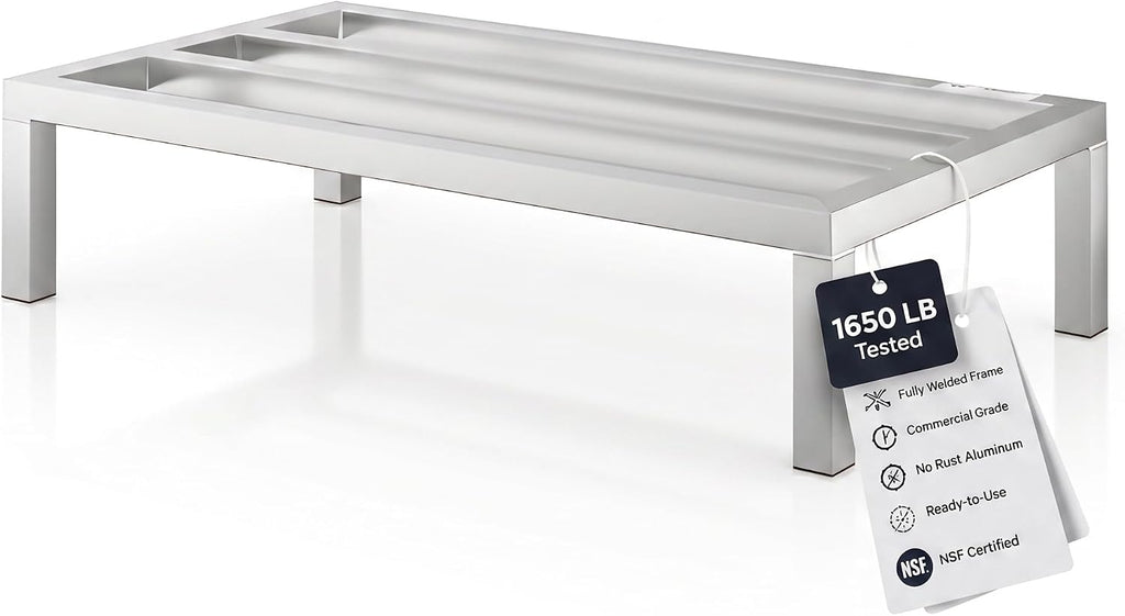 36" x 20" x 8" Aluminum Dunnage Rack – Heavy Duty Floor Storage Stand, NSF for Commercial Use