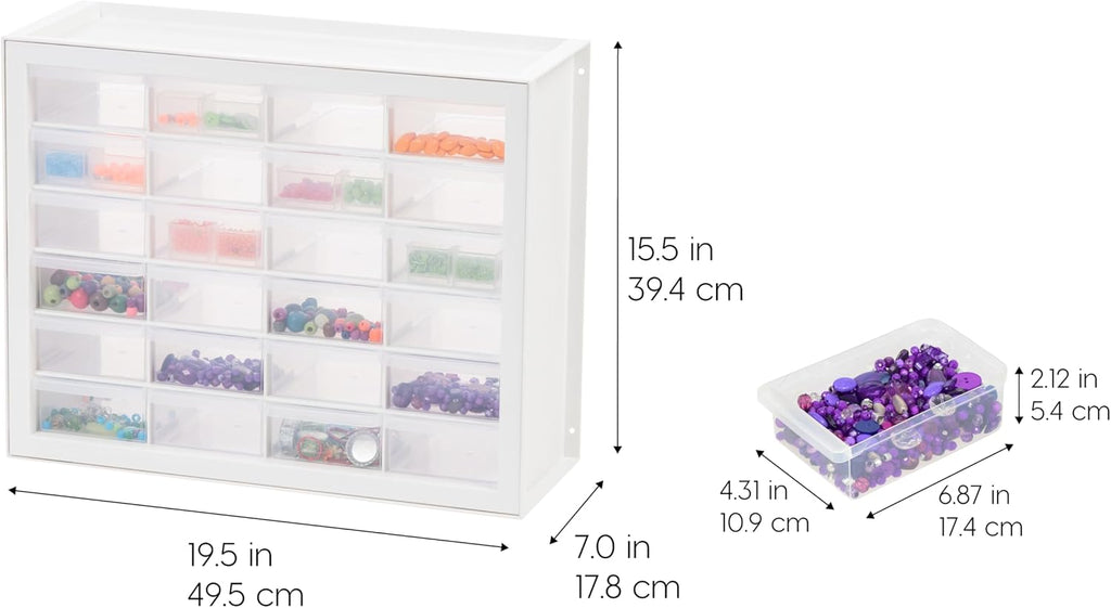 iris usa 24-drawer plastic storage cabinet, teacher toolbox, close-up detail