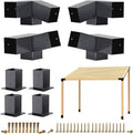 Pergola Brackets, 75° Pergola Brackets 15° Corner Bracket with Post Base Gazebo Kit for 4x4'' (Actual 3.5x3.5 in) Wooden Beams Lumber Gazebos Patio Sheds