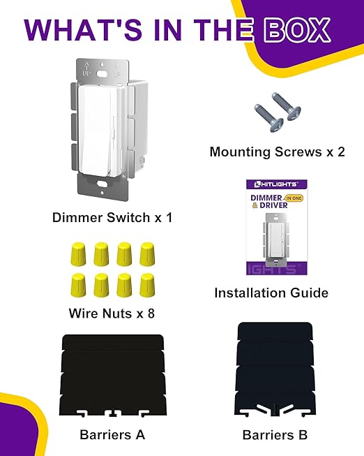 HitLights LED Driver and Dimmer Switch in One 60W, 120V AC to 12V DC, Compatible