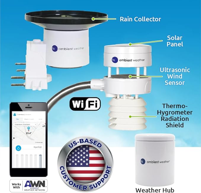 Ambient Weather WS-5000-IP3 Ultrasonic Professional Smart Weather Station