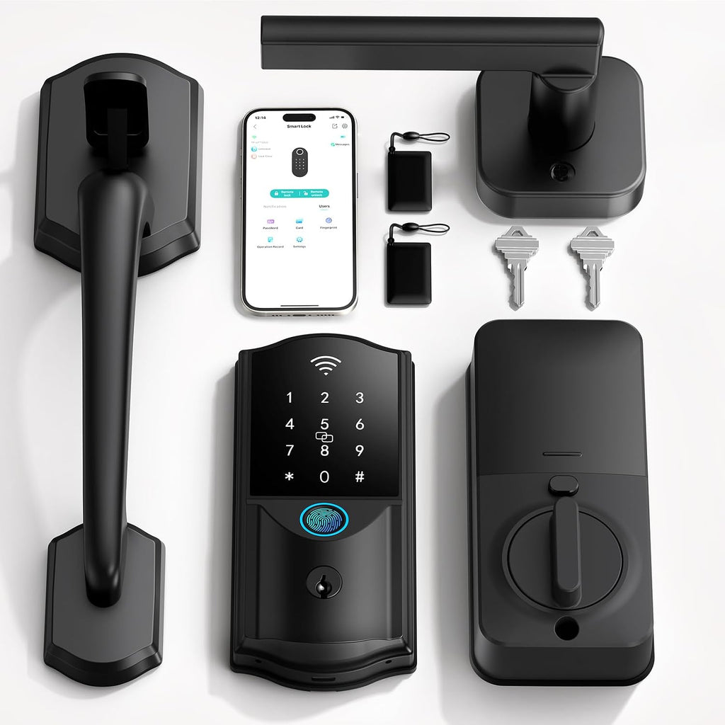 Built-in WiFi Smart Lock with Handle Set, Keyless Entry Front Door Lock Set
