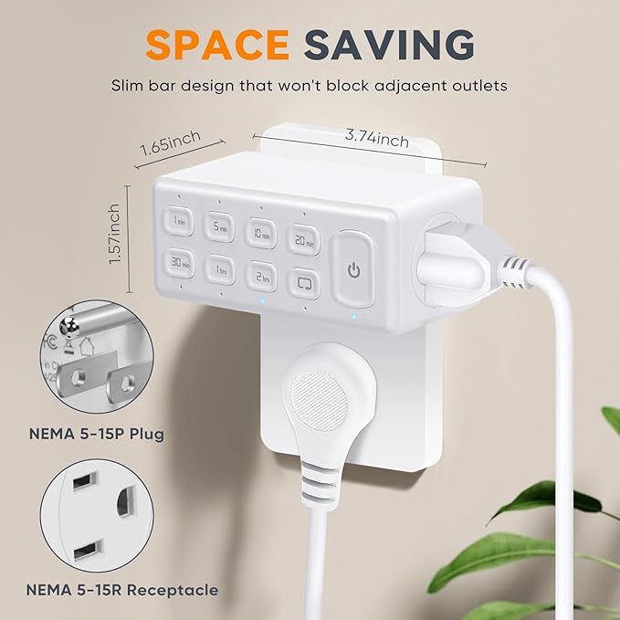 TOPELER Countdown Digital Timer Outlet, Plug-in Timer (4 Pack)