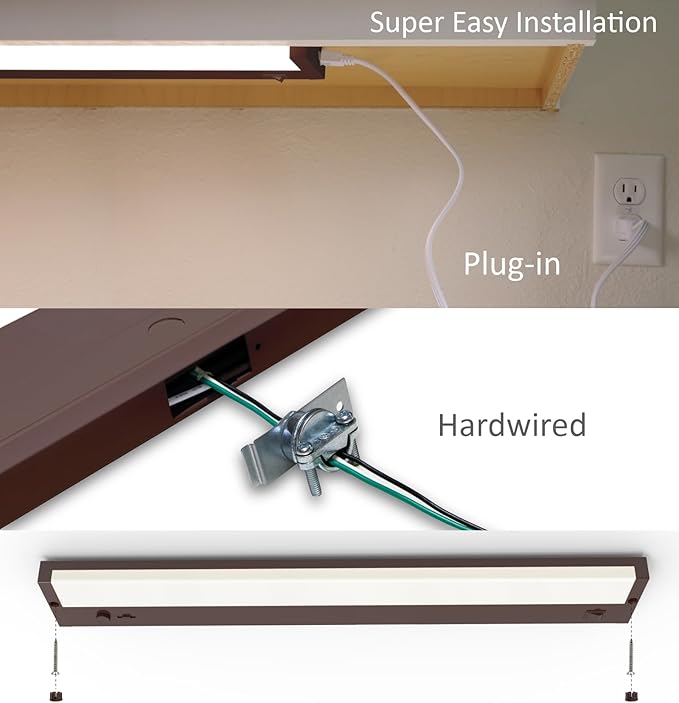Leetdud Under Cabinet Lighting Plug in or Hardwired Built-in Dimmer, 12 Inch 6W