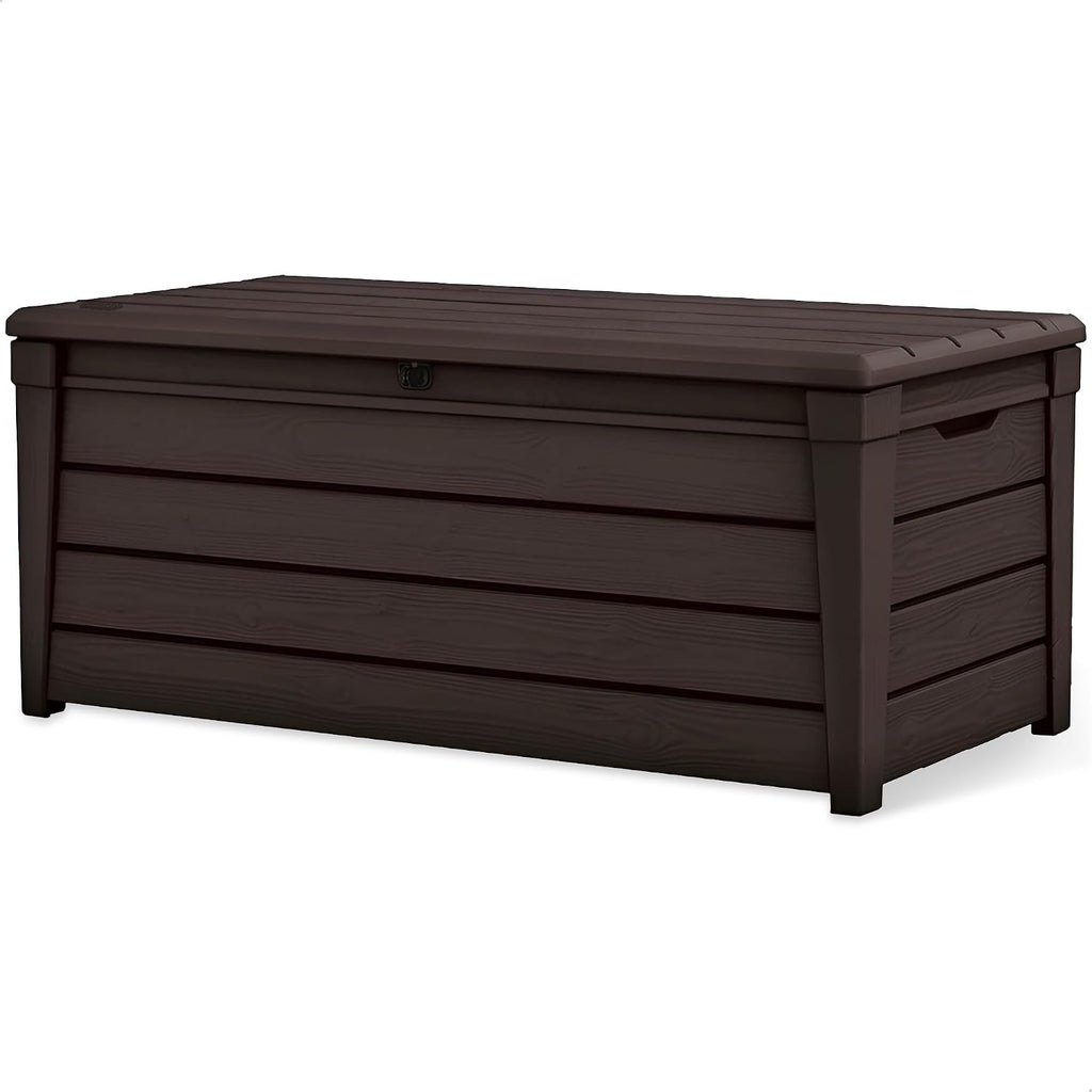 Keter Brightwood Waterproof Outdoor Storage Deck Box, 120 Gallon, Brown