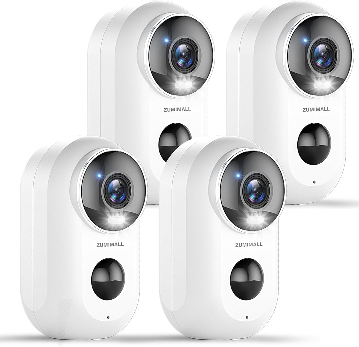 ZUMIMALL Security Cameras Wireless Outdoor, 4 Packs, 2K Cameras