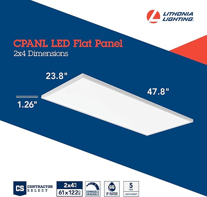 Lithonia Lighting CPANL 2x4 LED Flat Panel Light, 2 ft. by 4 ft. LED Light Panel