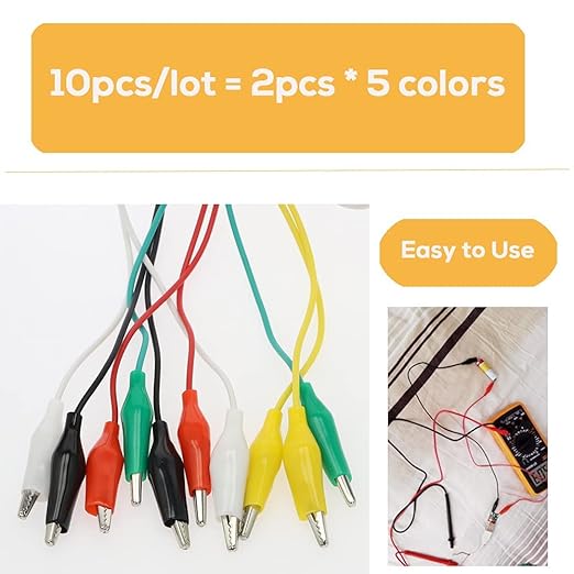120PCS Premium Alligator Clips Electrical, 5 Colors Test Probes & Leads