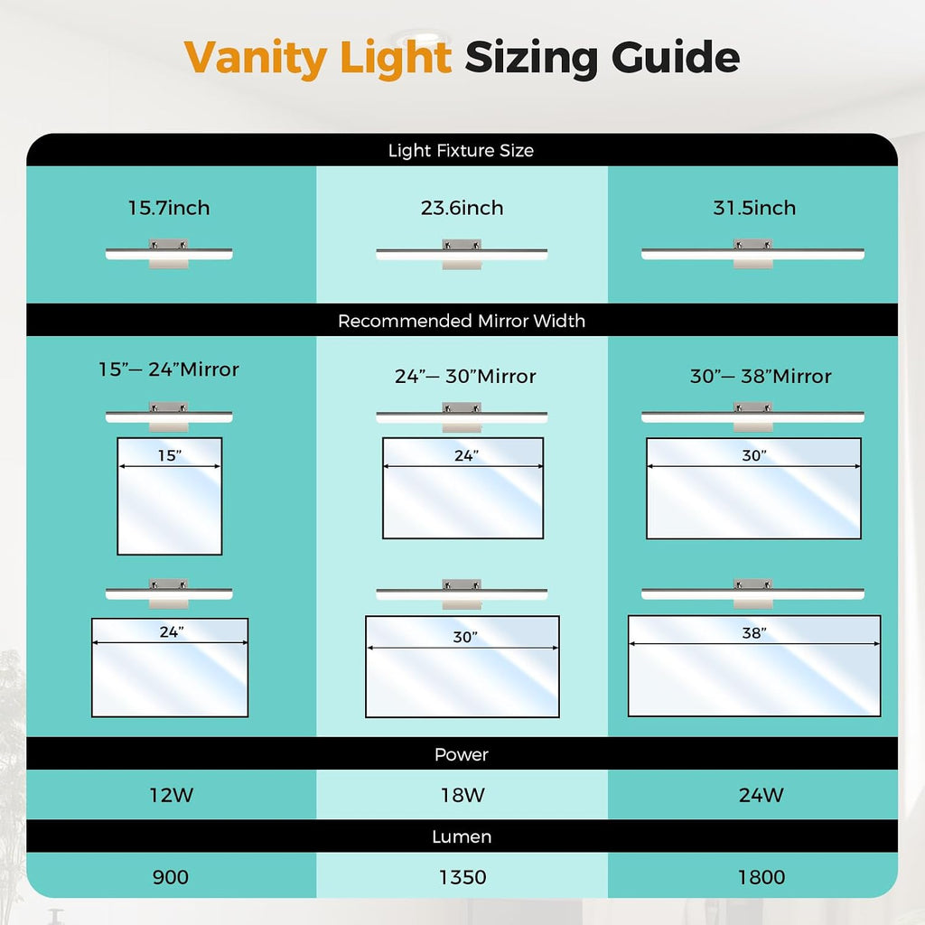 Brushed Nickel Vanity Light, 15.7” Dimmable LED Bathroom Light Bar with 5CCT, Adjustable Angle – Modern Wall Lighting for Bathroom, Powder Room, Bedroom, Apartment, Hotel