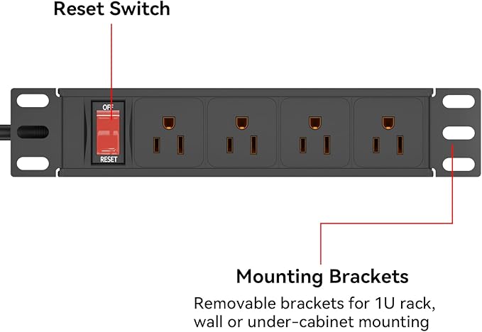 10" Rack PDU- 1U 10-inch Mini Rack Power Distribution Unit