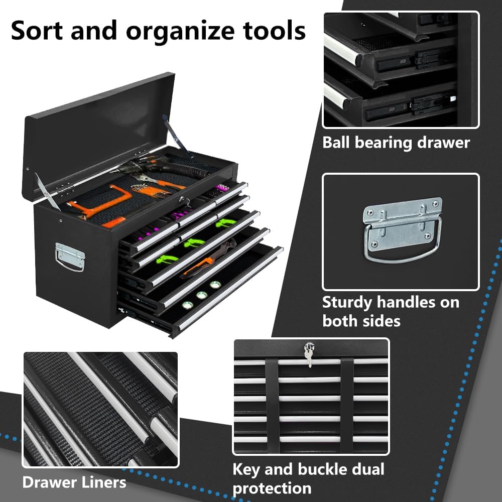 13-drawer tool chest with wheels,2 in 1 detachable showing dimensions