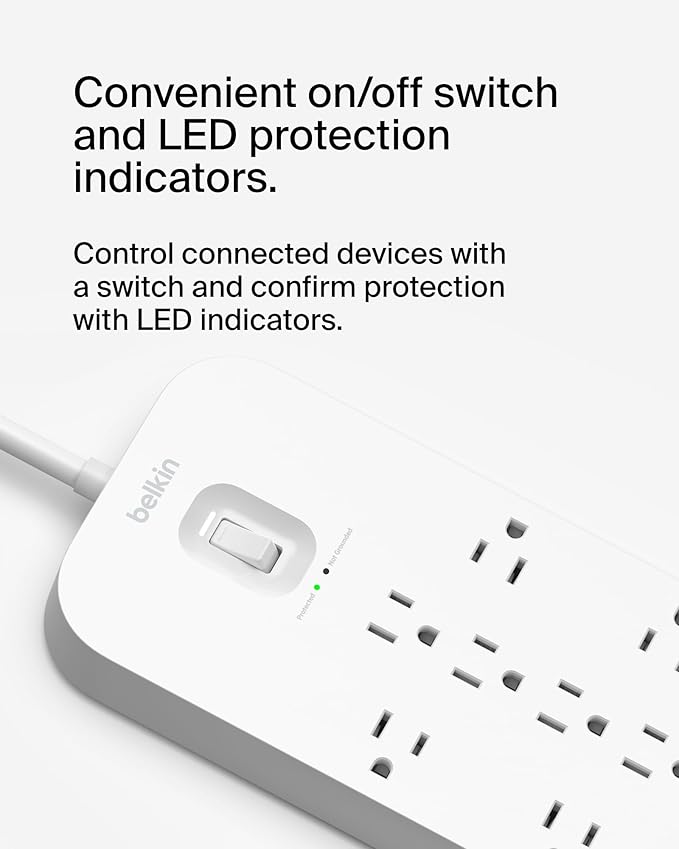 Belkin 12-Outlet Surge Protector Power Strip w/ 12 AC Outlets, 2 USB-A Ports