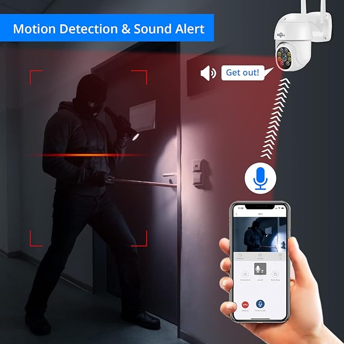 Hiseeu 5MP 360° Pan Tilt Camera WiFi Security Camera Outdoor Motion Tracking