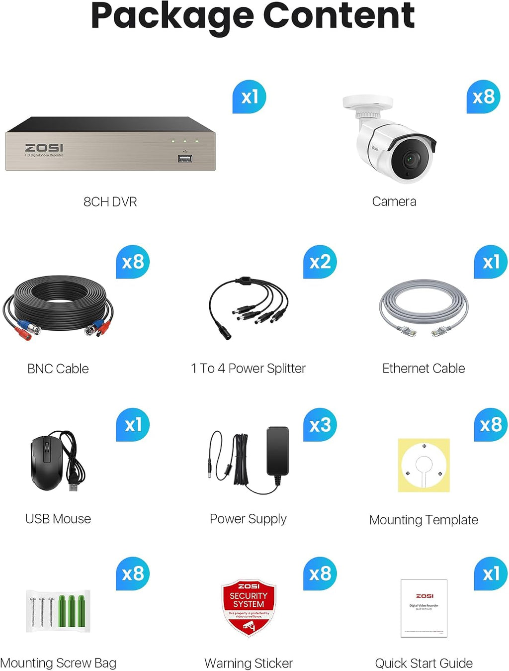 zosi 3k lite 8ch security camera system with, view 9