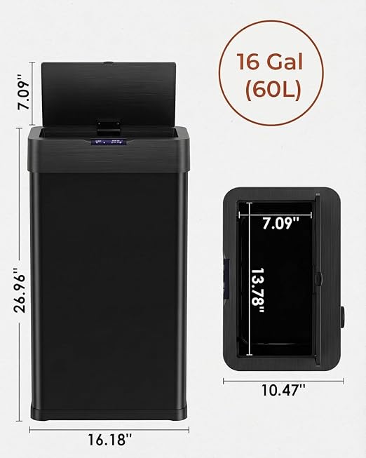 TLSUNNY 16 Gallon Motion Sensor Trash Can, Touchless Automatic Garbage Can