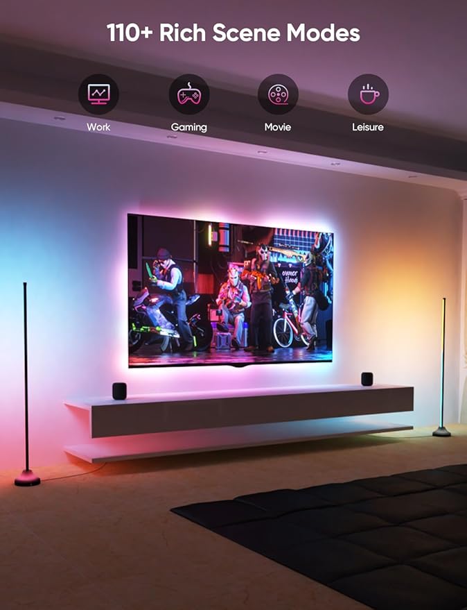 RGB&IC Smart Corner Floor Lamp – 20 W/1100 lm, 24‑Zone DIY & Music‑Sync LED