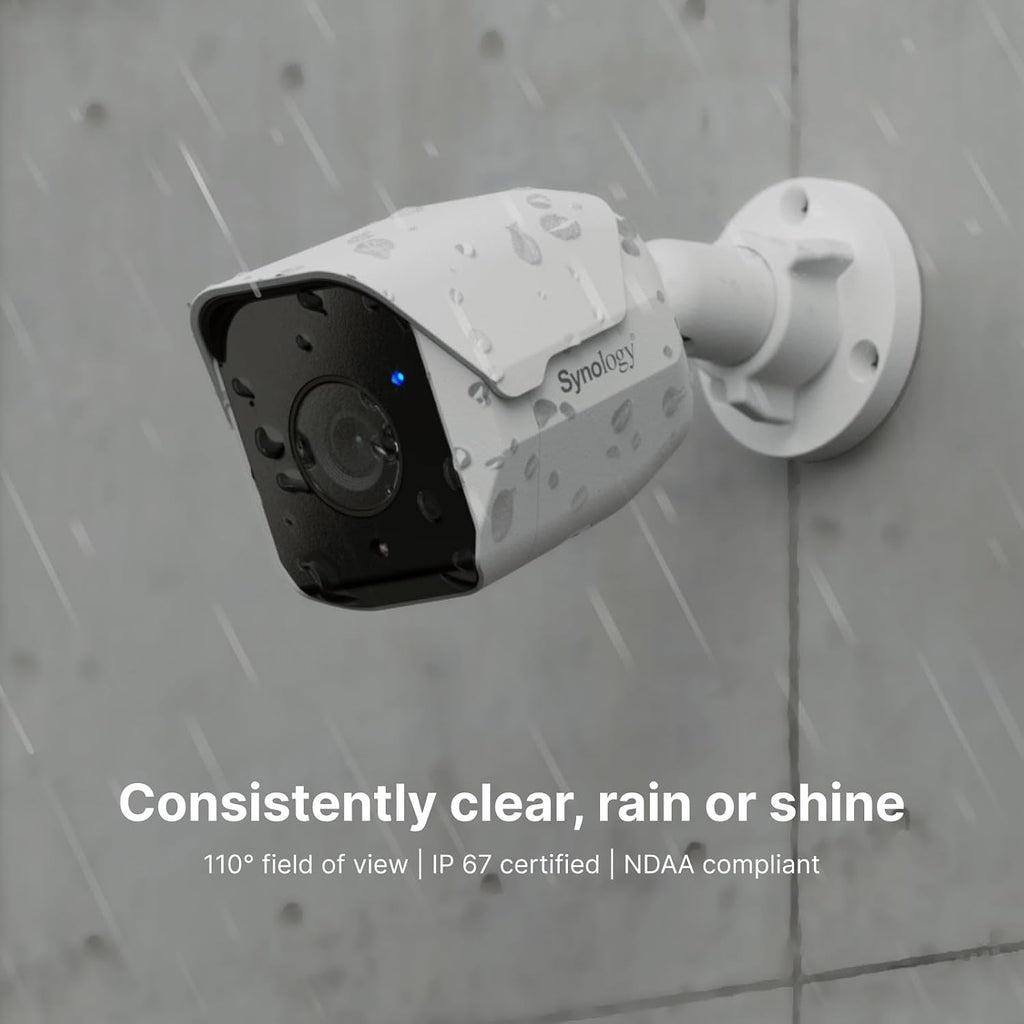synology bc500-5mp ai bullet ip camera, night vision, close-up detail