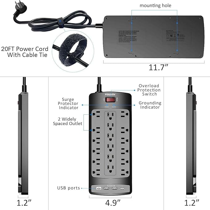 18 Outlets Surge Protector Power Strip