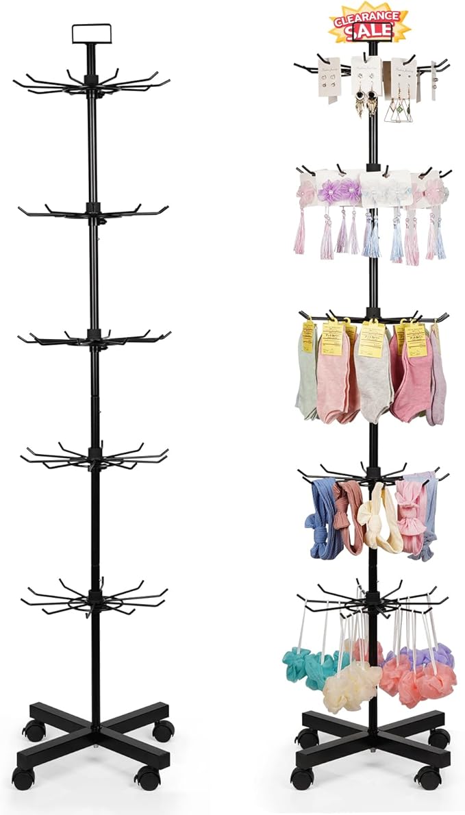 Exttlliy 5-Tier Metal Spinning Display Stand Rack
