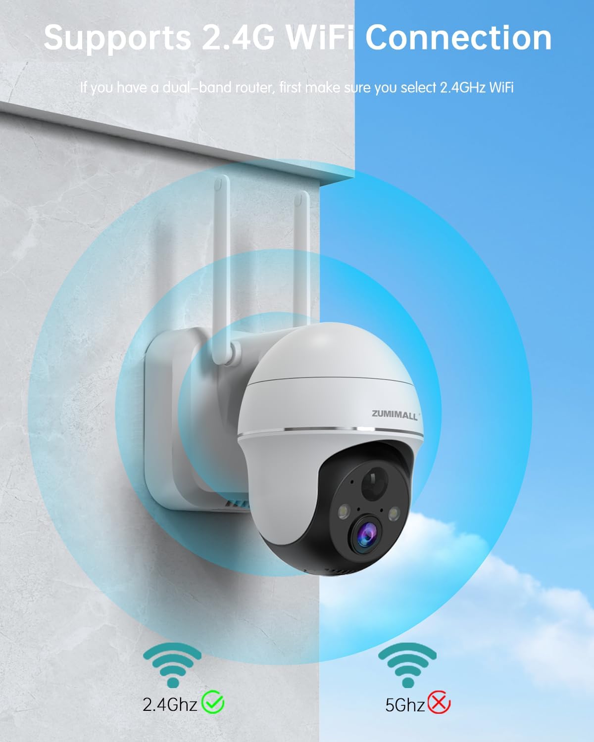 zumimall 2k security cameras wireless outdoor, battery powered, side view