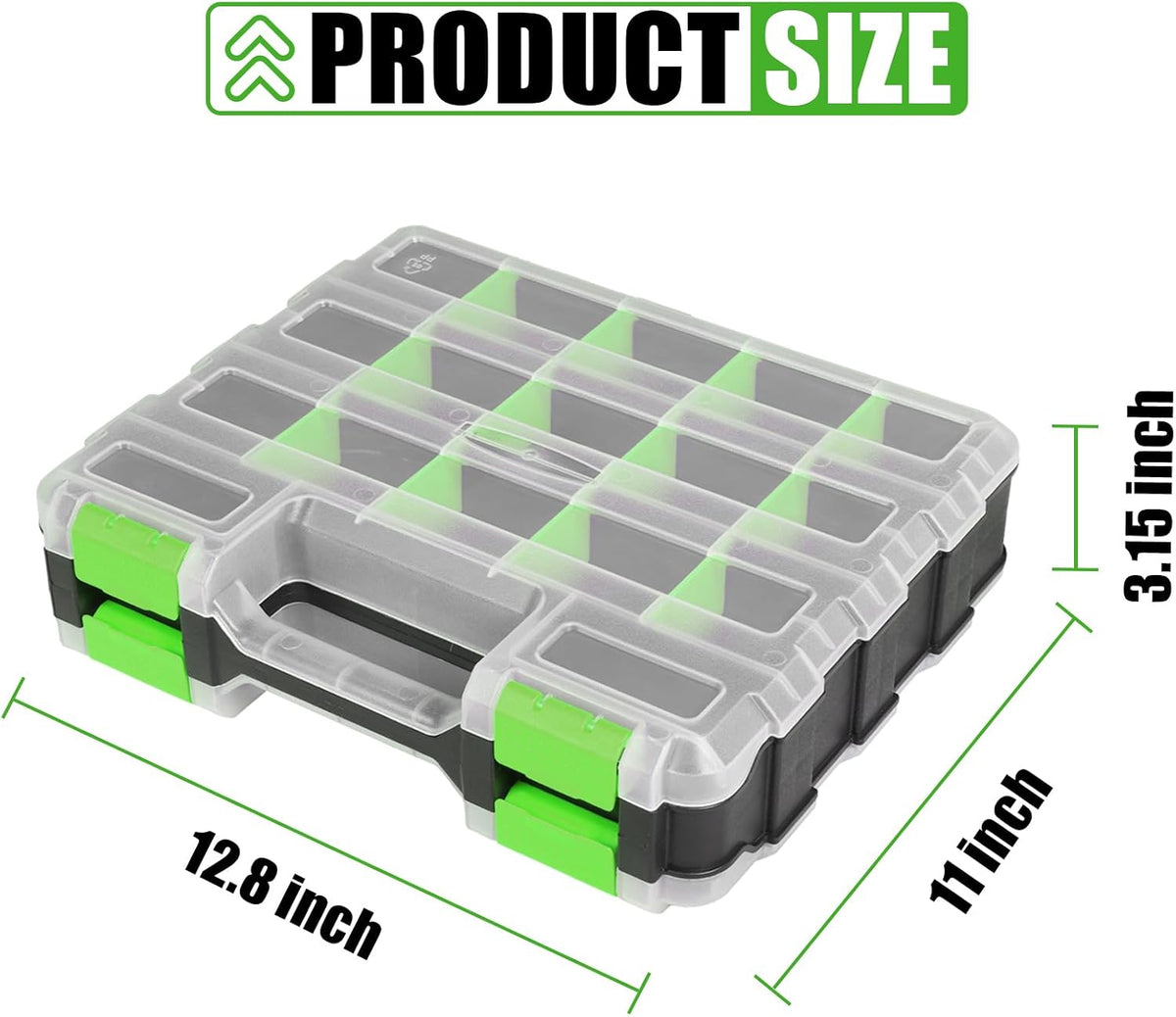 generic tool box with transparent lid, double side shown in use