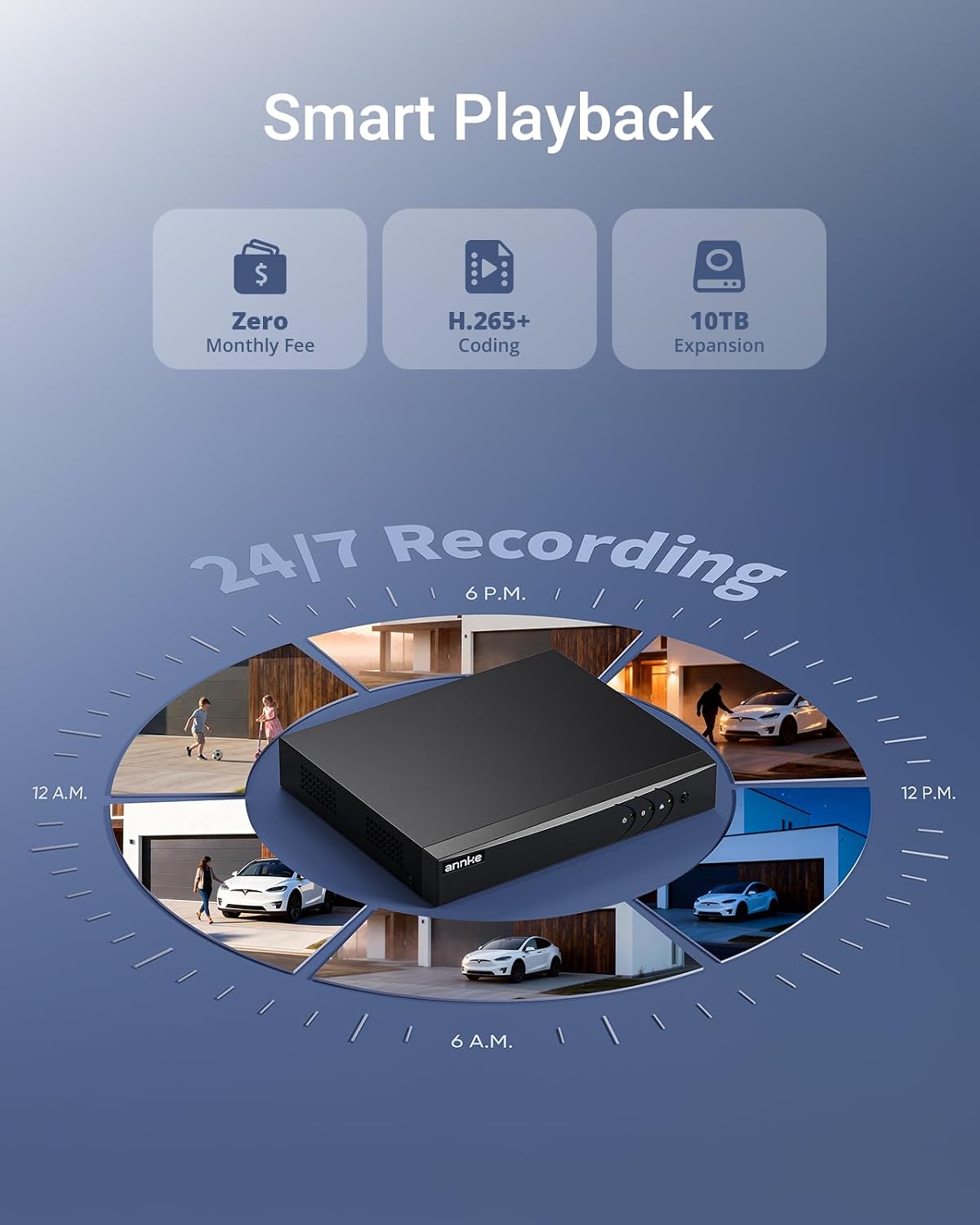 annke 8 channel 3k lite h.265+ security dvr on a desk or shelf