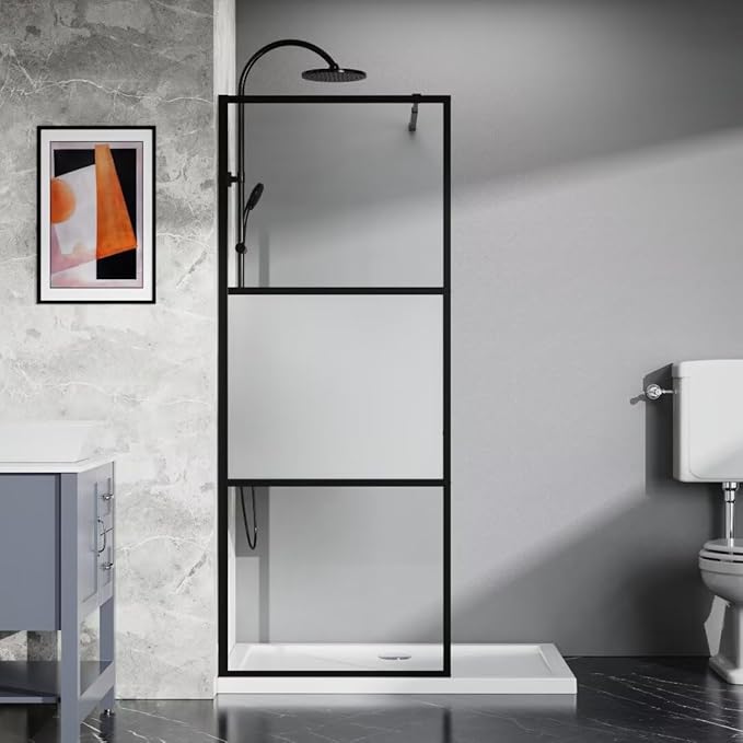 Goodyo Shower Door 34“ X 72” Fixed Frost Tempered Glass Shower Screen Panel (3 Pieces)