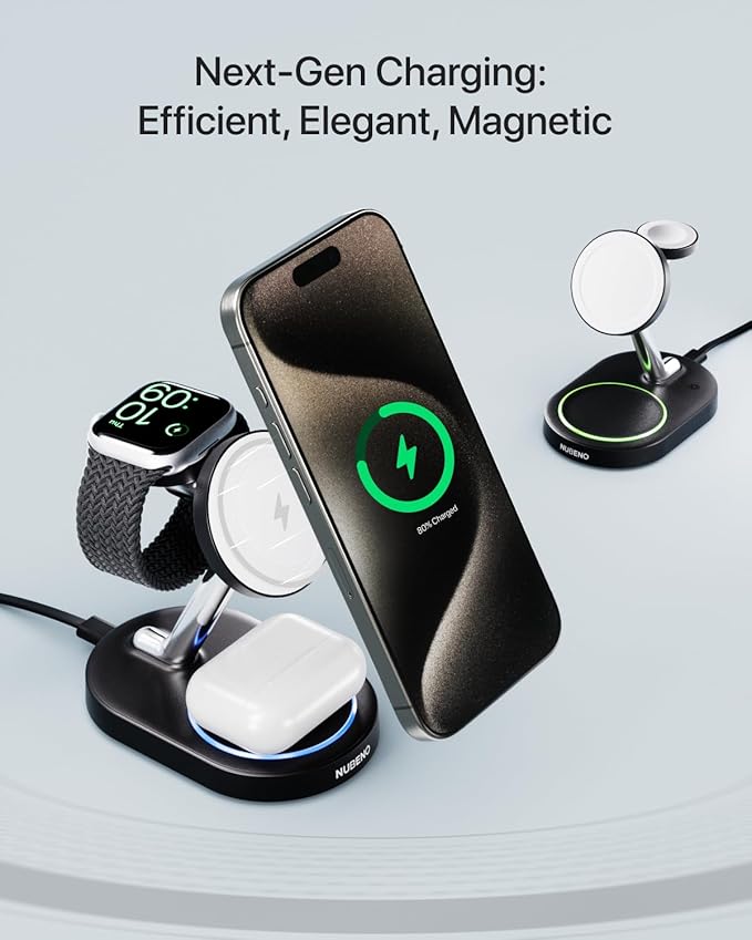 Nubeno Fast Charging Station for Magsafe Apple Devices, Wireless Charger