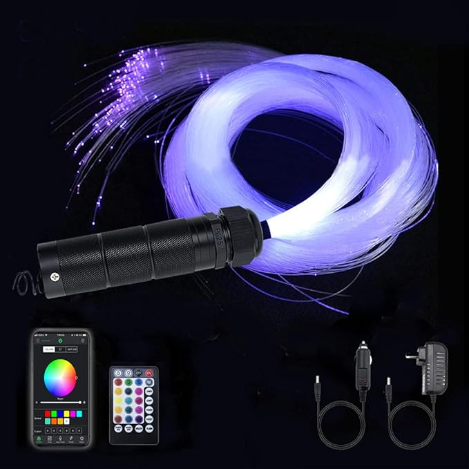 AZIMOM Car Use Bluetooth 6W RGBW LED Fiber Optic Lights Star Ceiling Light Kit