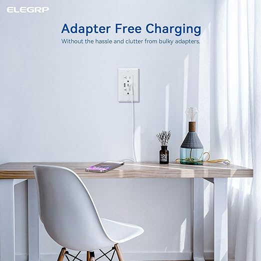 ELEGRP USB Outlets, 20 Amp Wall Outlet (6 Pack)