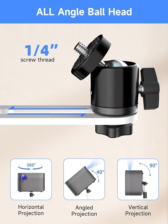 suptek 63.9” Extendable Projector Stand Against Wall Hidden Stand, 360°Swivel