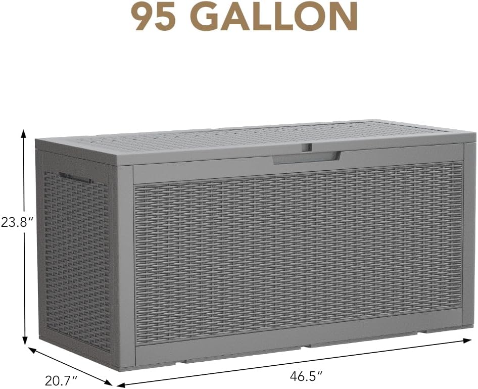 devoko 95 gallon deck box large resin outdoor, package contents