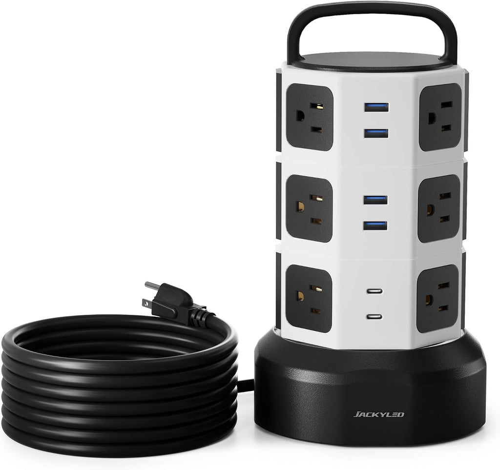 Power Strip Tower Surge Protector, JACKYLED 1625W 13A Outlet Surge Electric